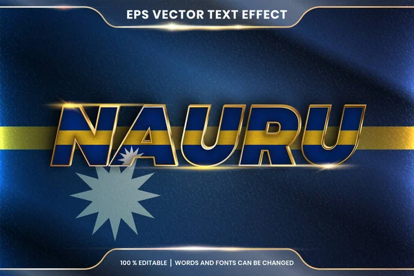 Ulusal ülke bayrağıyla Nauru, gradyan altın rengi konseptiyle düzenlenebilir metin efekti tarzı