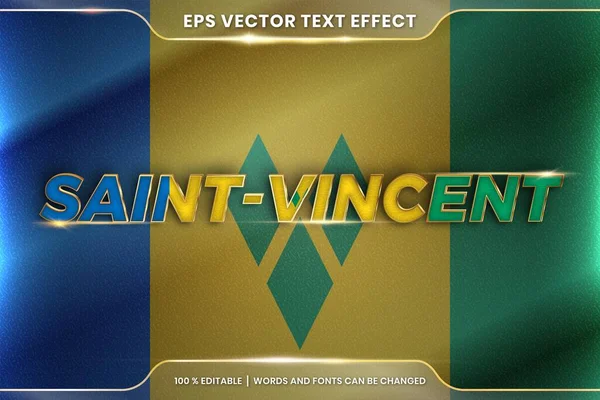Ulusal ülke bayrağı sallayan Saint Vincent, gradyan altın rengi konseptiyle düzenlenebilir metin efekti tarzı