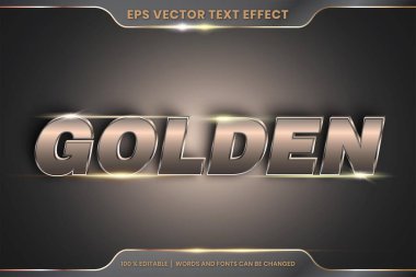 3d Golden Word metin efekti teması düzenlenebilir metal altın rengi konsepti