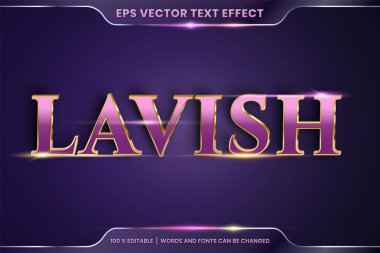 3d 'de metin efekti, metin efekti teması düzenlenebilir metal altın ve mor renk konsepti