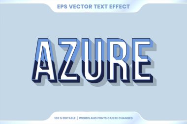 3d Azure kelimelerindeki metin efekti metin efekti teması düzenlenebilir retro konsepti gradyanı katı mavi renk