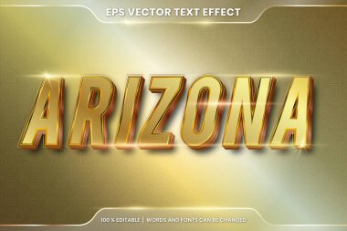 3d Arizona kelimelerindeki metin efekti metin efekti teması düzenlenebilir gerçekçi metal altın rengi konsepti
