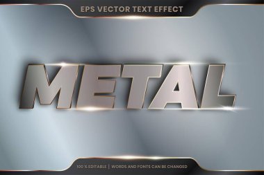 Metin etkisi 3d Metal kelimelerde metin efekti teması düzenlenebilir çelik gerçekçi gümüş ve bronz renk kavramı
