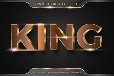 3d King dilinde metin efekti teması düzenlenebilir metal altın ve bronz renk kavramı