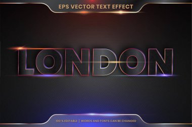 Metin efekti 3d Londra kelimelerinde metin efekti teması düzenlenebilir metal gerçekçi ışık ve gradyan siyah renk kavramı