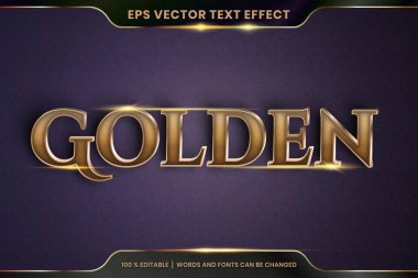 3d Golden words metin efekti teması düzenlenebilir gradyan metal altın rengi konsepti