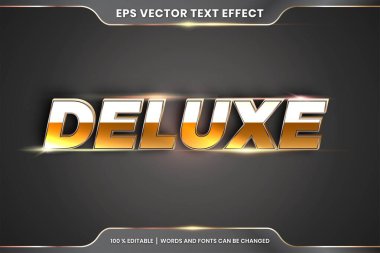 3d Deluxe kelimelerle metin efekti teması düzenlenebilir metal altın renk konsepti