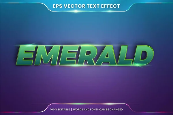 Text Effekt Emerald Ord Text Effekt Tema Redigerbar Metall Realistiskt — Stock vektor