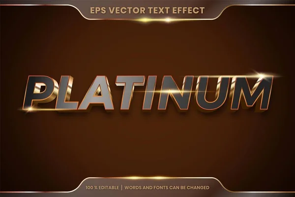 Texteffekt Platinum Wörter Texteffekt Thema Editierbar Farbverlauf Realistisches Metall Gold — Stockvektor