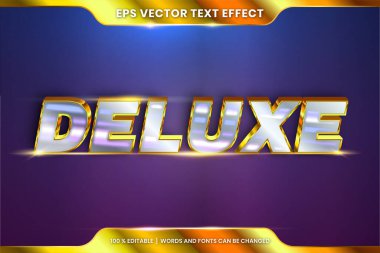 3d delüks kelimelerle metin efekti, metin efekti teması düzenlenebilir metal altın gümüş rengi konsepti