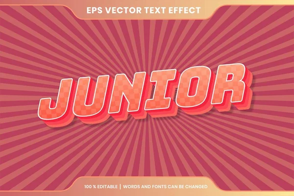 Text Effekt Pastell Färg Junior Ord Text Effekt Tema Redigerbar — Stock vektor