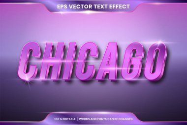Düzenlenebilir metin efekti - Chicago metin biçimi model konsepti mor renk