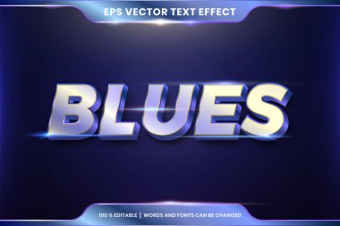 3d Blues ile metin efekti metin efekti teması düzenlenebilir metal gümüş renk konsepti