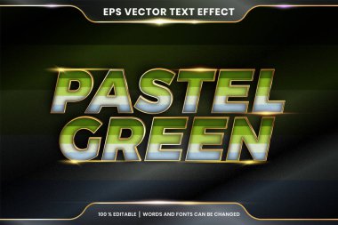 Metin efekti 3d pastel yeşil kelimelerde, metin efekti temalı düzenlenebilir renkli, metal altın rengi konseptli pastel