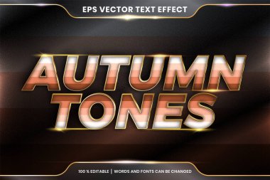 Metin efekti 3d sonbahar tonlarında, metin efekti temalı düzenlenebilir renkli, metal altın rengi konseptli pastel