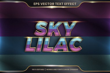 Metin efekti 3d gökyüzü efekti, metin efekti teması düzenlenebilir metal altın rengi konseptli renkli pastel