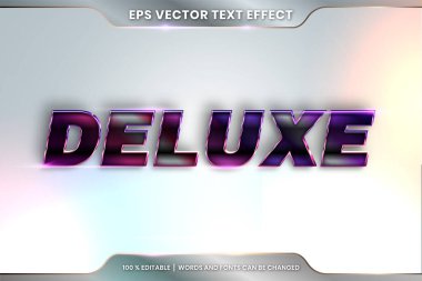 3d Deluxe kelimelerle metin efekti, yazı tipi biçimi tema düzenlenebilir siyah ve mor renk konsepti