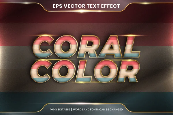 Textový Efekt Korálové Barvy Slova Text Efekt Téma Upravitelné Barevné — Stockový vektor