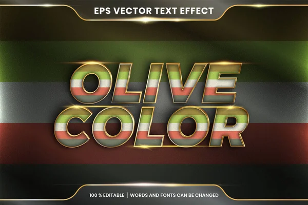 Effet Texte Olive Mots Couleur Thème Effet Texte Pastel Modifiable — Image vectorielle