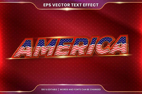 Textový Efekt Styl Realistické Amerika Slova Písmo Efekt Styl Téma — Stockový vektor