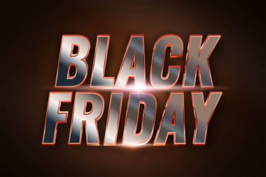 Etkinlik Kara Cuma indirimi 3D gümüş efekt konseptiyle moda yüzücü ve afiş tanıtım pazarı çevrimiçi