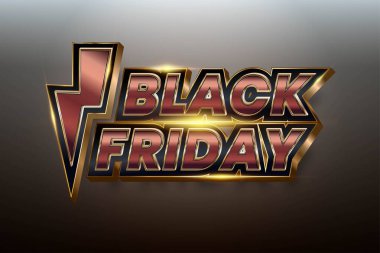 Flaş Satış Kara Cuma ile metin efekti temalı bronz altın rengi moda yüzücü ve afiş tanıtım pazarı çevrimiçi