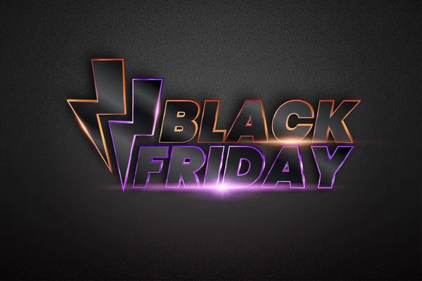 Black Friday Text Effect Theme Metal Black Realistic Light Orange — Stock Vector