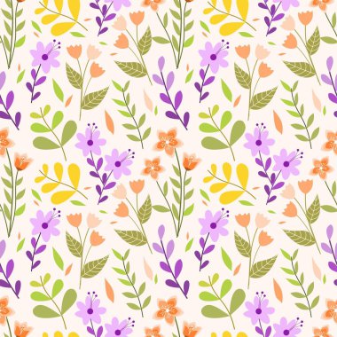 Renkli pastel el el çizimi çiçekler pürüzsüz desen