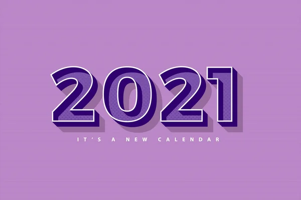 2021 Календар Новий Рік Святкова Ілюстрація Ретро Фіолетового Барвистого Фону — стоковий вектор