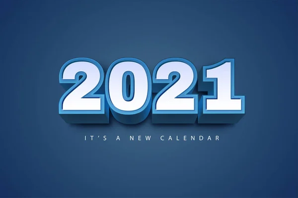 2021 Calendário Ano Novo Ilustração Férias Azul Modelo Fundo Colorido —  Vetores de Stock