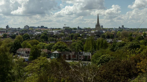 Norwich şehri üzerinde yüksek görüş (Norfolk, Birleşik Krallık)