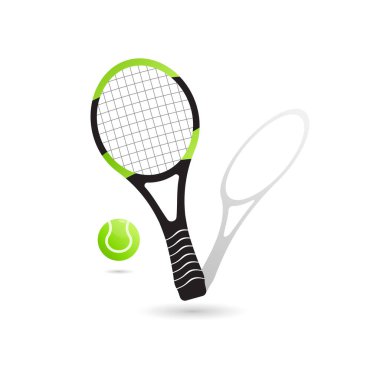 Tenis raketleri ve top simgesi renkli ve izole, spor uygulamaları ve web için vektör simgesi