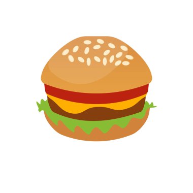Hamburger vektör simgesi, çizburger düz renk ikonu gıda uygulamaları ve web için