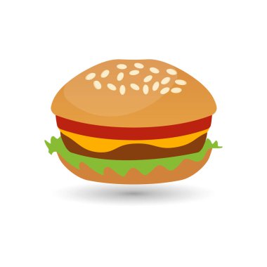 Hamburger vektör simgesi, çizburger düz renk ikonu gıda uygulamaları ve web için