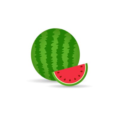 Karpuz meyvesi, dilimlenmiş vektör ikonu, dilimlenmiş karpuz vektör ikonu, uygulamalar ve web siteleri için renkli tohumlar.