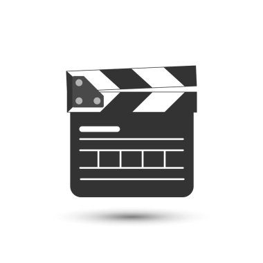 Film uygulamaları ve web için düz biçimli el çırpma tahtası vektör simgesi