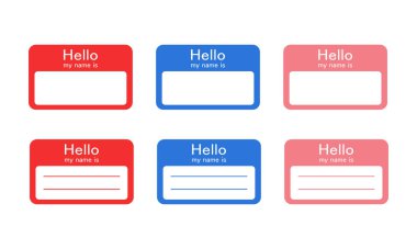 İsim etiketi tasarımı metin ile boş, Merhaba benim adım etiket kayıt şablonu