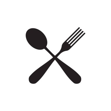 Uygulamalar ve ağ için düz simge yemek için kaşık ve çatal