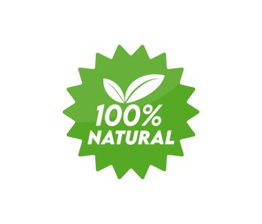 Doğal ürünler ve web siteleri için% 100 doğal pul, etiket veya etiket simgesi