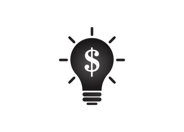 Dolar sembolü simgesi olan ampul, iş fikri lamba vektör simgesi