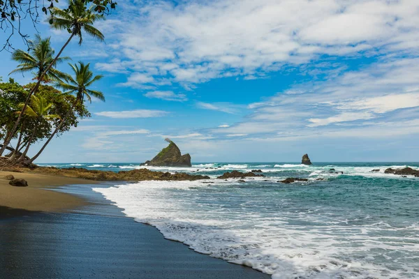 Corcovado Ulusal Parkı 'ndaki boş okyanus plajı, Osa Penisula, Kosta Rika
