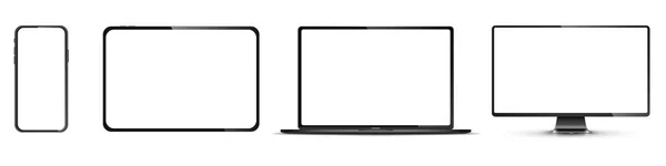 Conjunto realista de monitor, laptop, tablet, smartphone - ilustração Stock Vector — Vetor de Stock