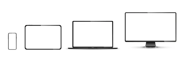 Conjunto realista de monitor, laptop, tablet, smartphone - PNG — Vetor de Stock