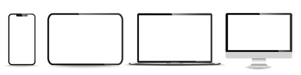 Realistic set of monitor, laptop, tablet, smartphone - PNG