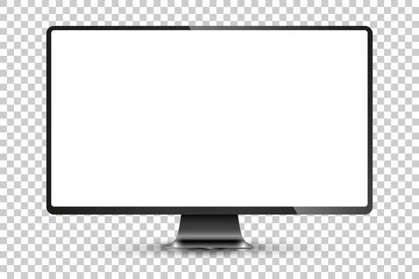 Trendy realistische dunne frame monitor mock up met blanco wit scherm geïsoleerd. PNG — Stockvector