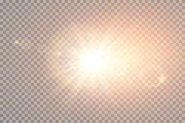Vektör şeffaf güneş ışığı özel lens ışık efekti. PNG