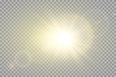 Vektör şeffaf güneş ışığı özel lens ışık efekti. PNG