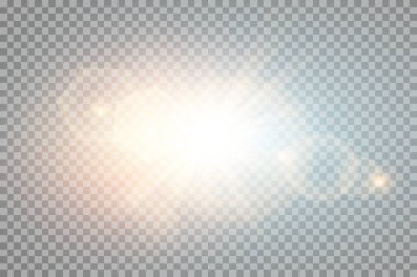 Vektör şeffaf güneş ışığı özel lens ışık efekti. PNG