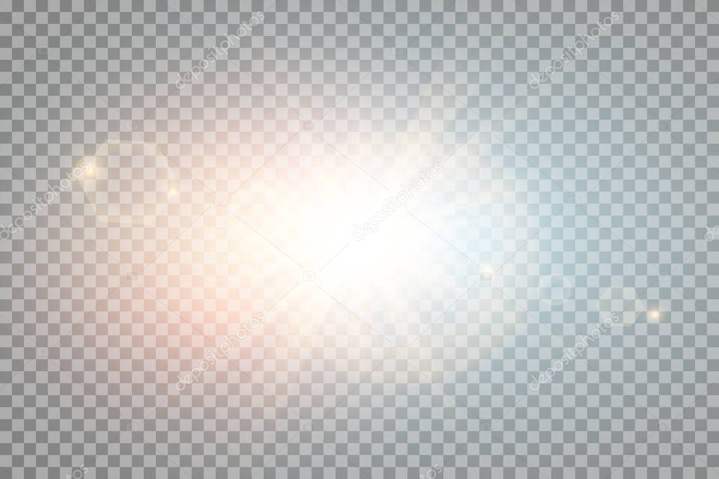 Vector transparent sunlight special lens flare light effect. PNG