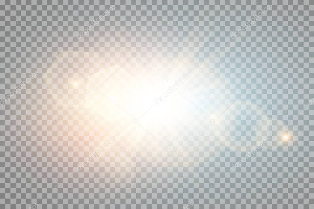 Vector transparent sunlight special lens flare light effect. PNG